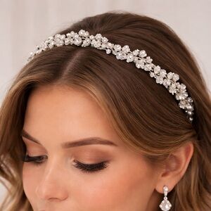 Silver Floral Bridal Headband
